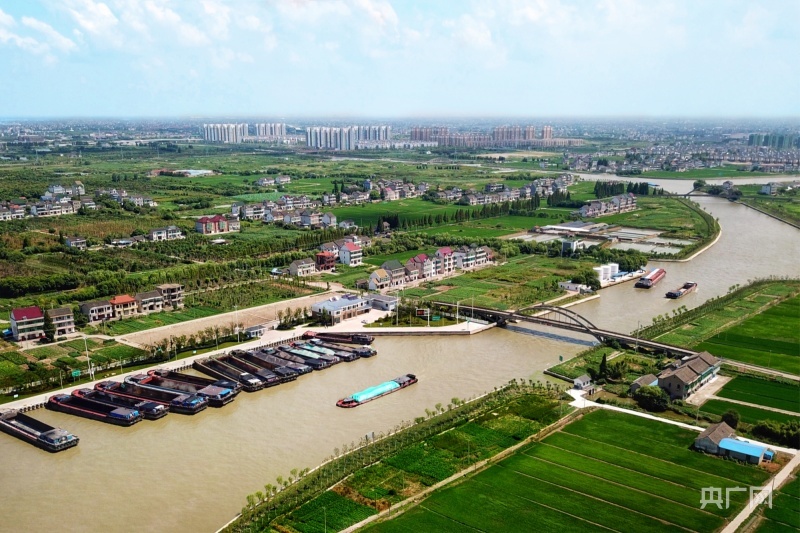 平湖内河航道船只来往穿梭（央广网发 平湖市委宣传部供图）