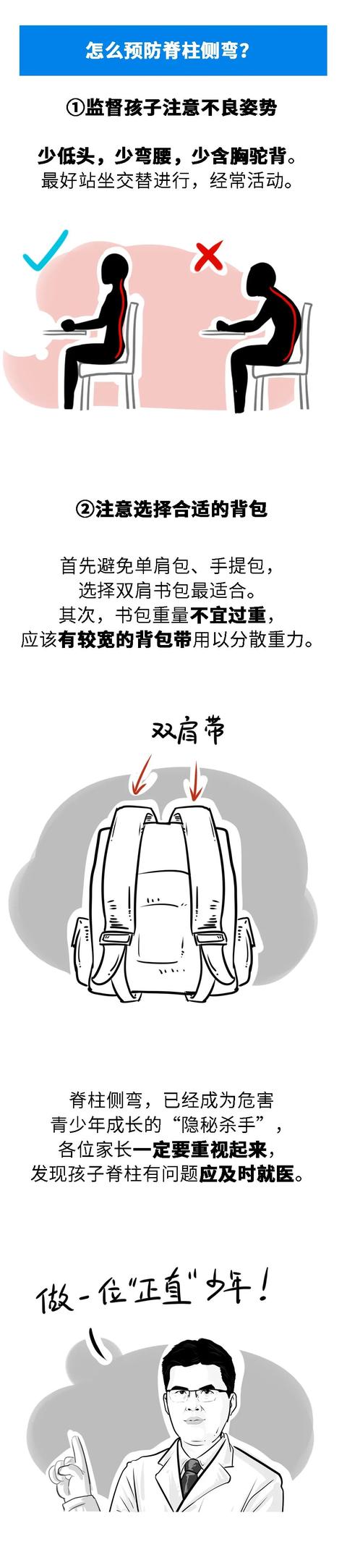 【热点】这些不良习惯会导致脊柱侧弯，中小学生家长请务必警惕！