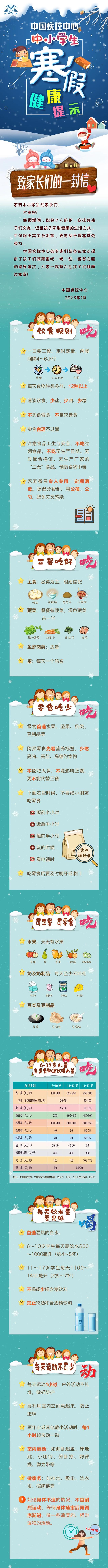中国疾控中心发布中小学生2023寒假健康提示