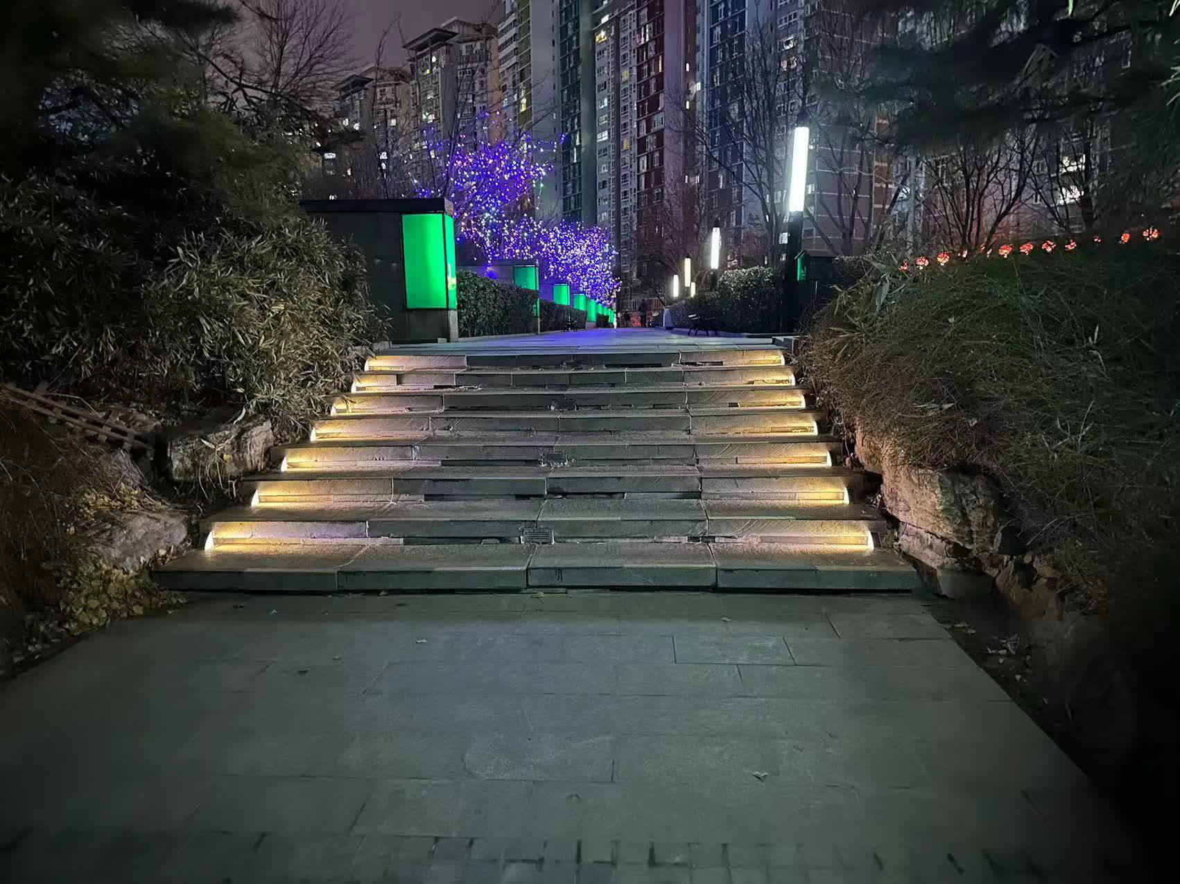 小区台阶多、树枝挡路灯,“发光”的台阶解居民夜间出行难题