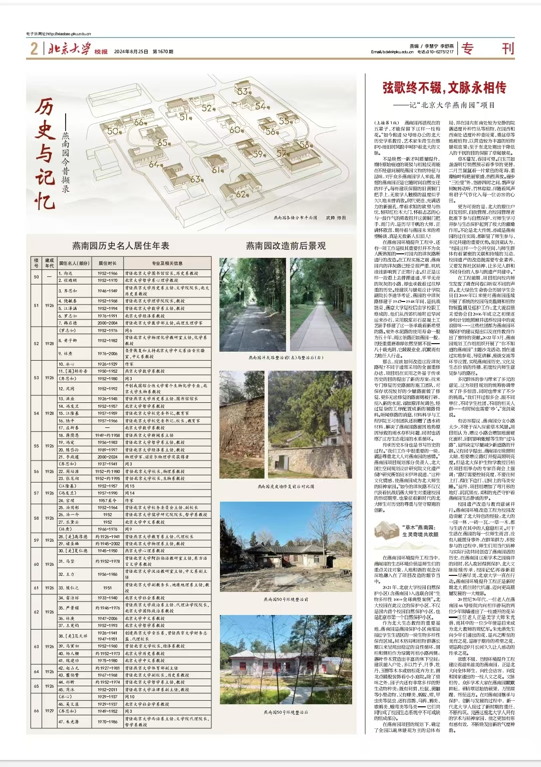 《北京大学校报》推出燕南园专刊