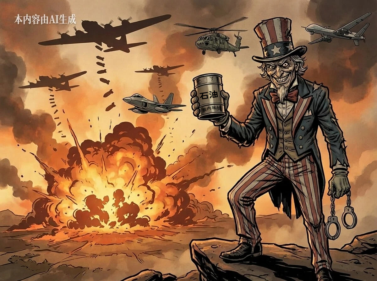 AI漫画| 美式“强盗秀”：强掳马杜罗，“接管”委内瑞拉