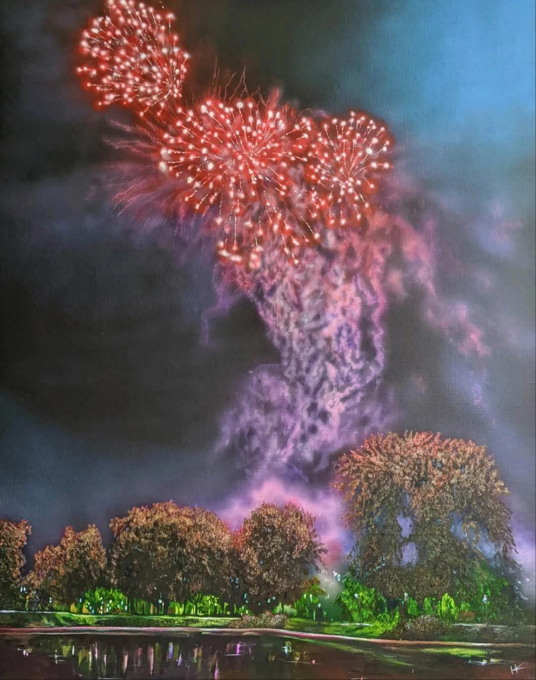 友谊公园胜利日80周年的烟火——“多彩世界”中俄青年油画展获奖作品之五